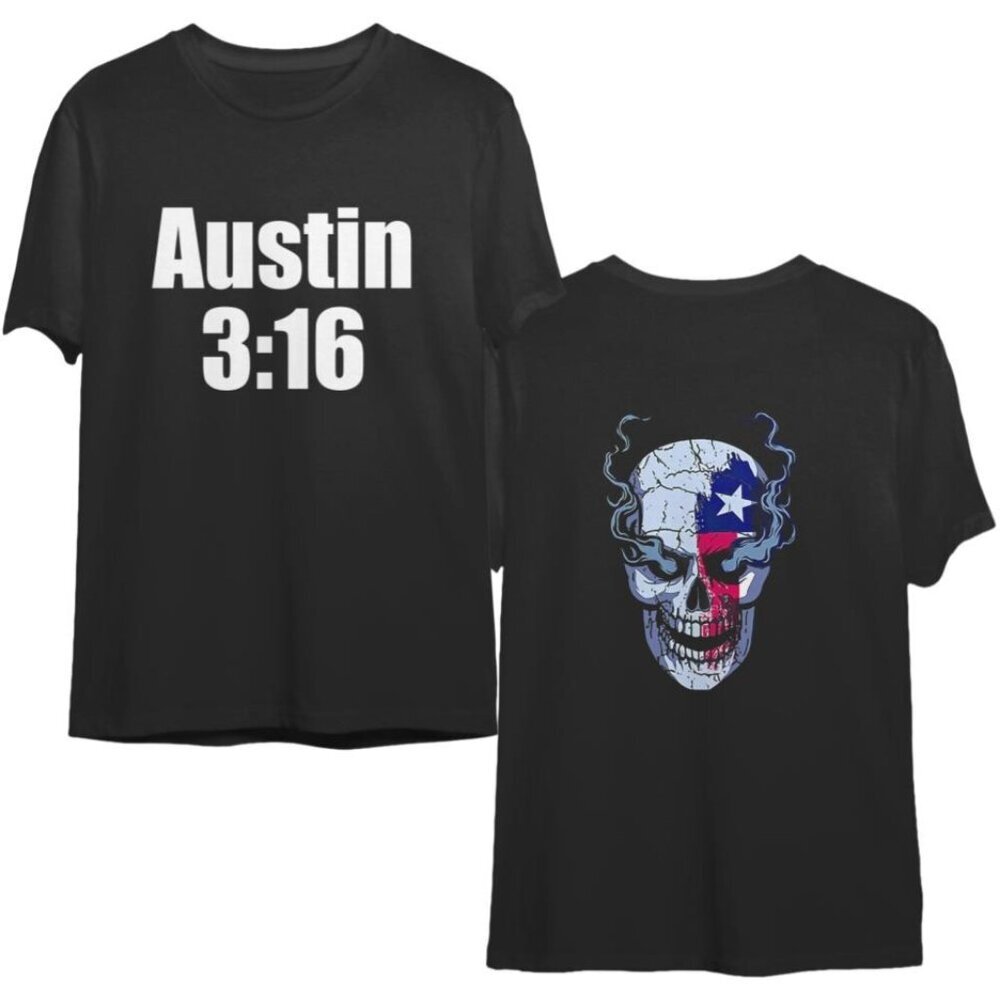 Stone Cold Austin 316 Skull Graphic 2 Sided T-Shirt Wrestling Fan Gift Tee 91